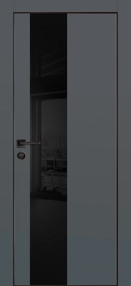 Фото Межкомнатная дверь PX-6 черная кромка с 4-х ст. Графит матовый