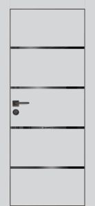 Межкомнатная дверь PX-17 черная кромка с 4-х ст. Сапфир матовый